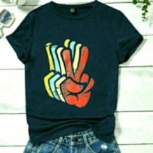 Kids Navy Blue Peace Sign T-Shirt